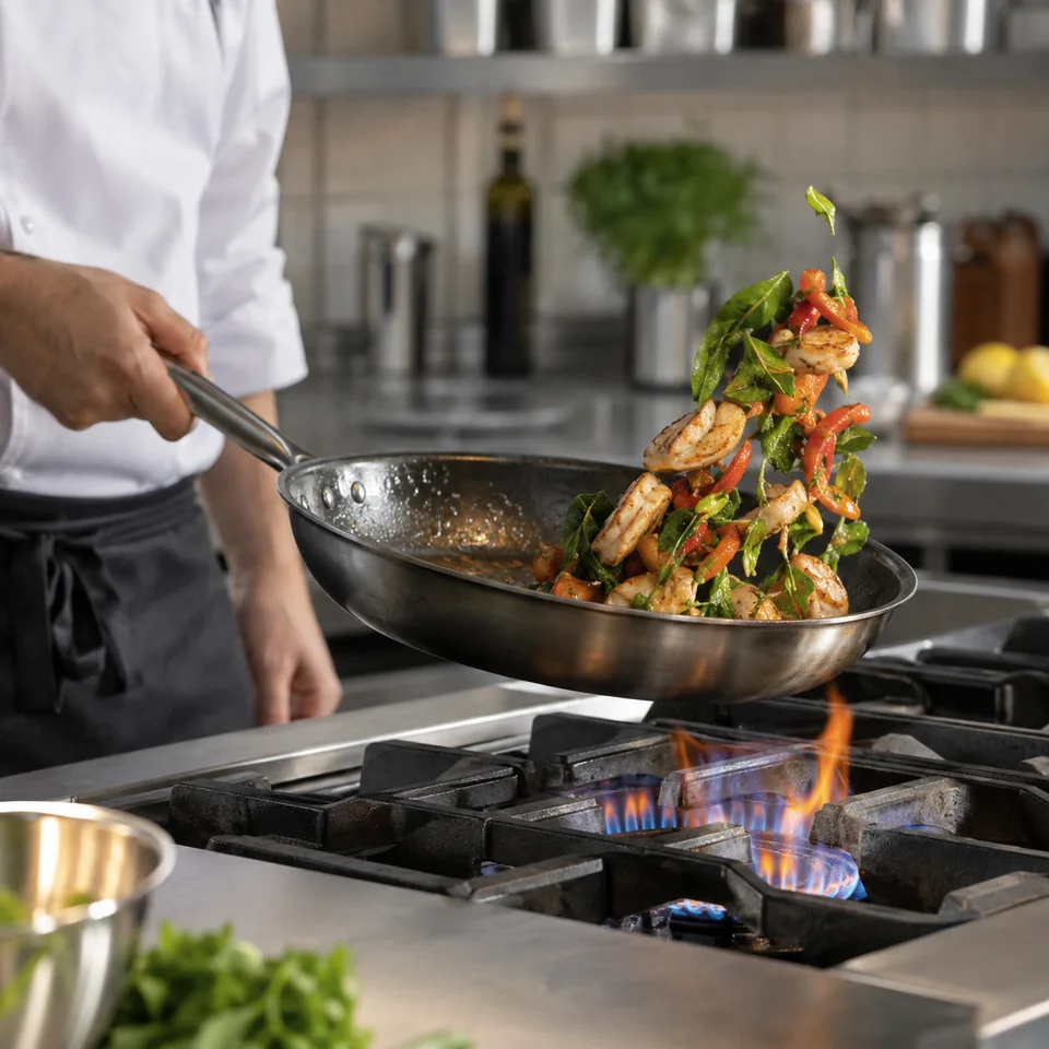 Préparation à la poêle en cuisine